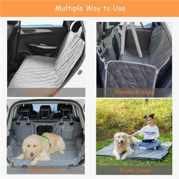 Pets Car Dog Cover Back Seat -Car Hammock for Dogs Waterproof-Dog Car Seat Cover - Picture 5 of 6